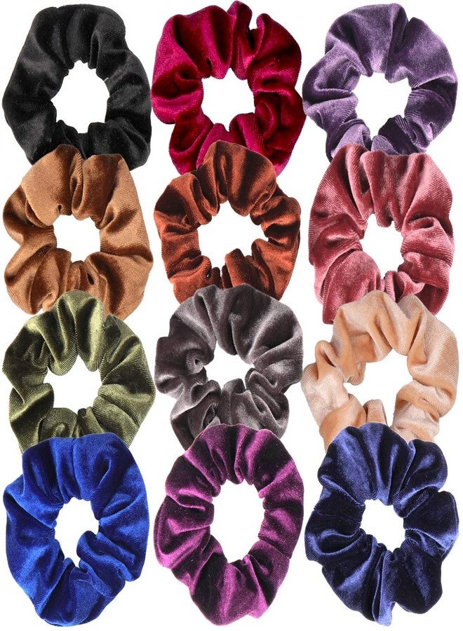 H&S Velvet Hair Scrunchies & Bobbles 12pcs – Elastic Ties & Ponytail Holders for Women, Girls & Thick Hair - Velvet Scrunchy - Image 1